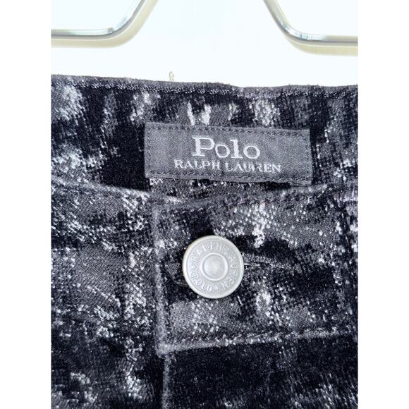 POLO RALPH LAUREN black silver metallic Arye Tompkins skinny cropped pants - Picture 7 of 12